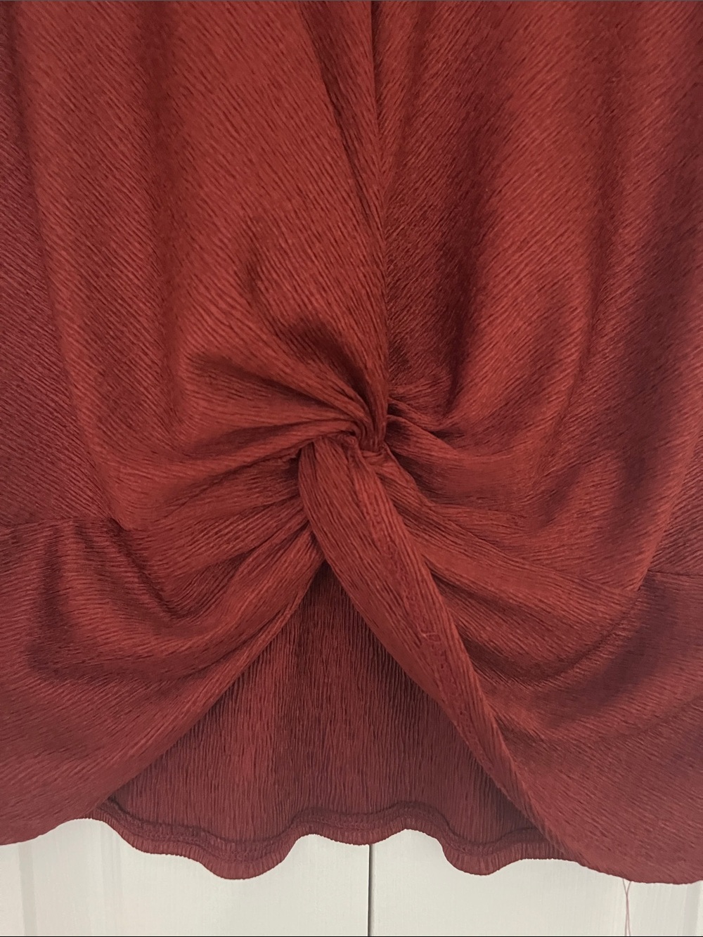 Twist-Front V-Neck Blouse in Deep Burgundy - Picture 3 of 5